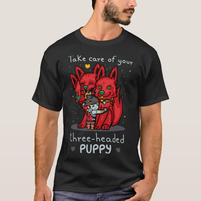 T-shirt Chiot à trois têtes (Devant)