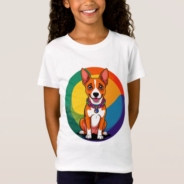 T-Shirt Chiot animé mignon avec collier (Devant)