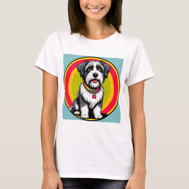 T-shirt Chiot animé mignon avec collier (Devant)