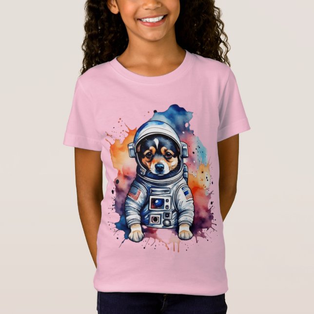 T-Shirt chiot astronaute chien de l'espace mignon (Devant)