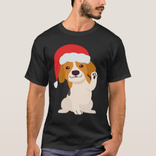 T-shirt Chiot Beagle avec le chapeau du Père Noël pour les