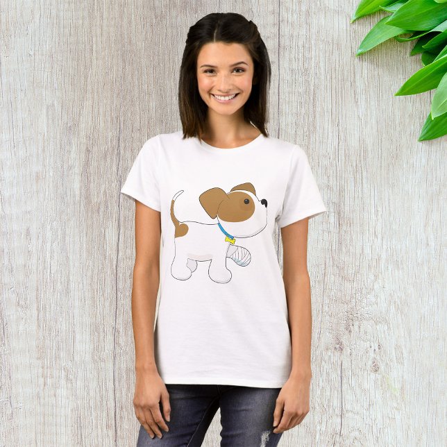 T-shirt Chiot blessé avec patte bandagée (Créateur téléchargé)