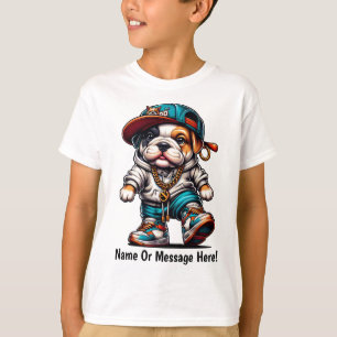 T-shirt Chiot Bouledogue Coloré Design Personnalisé Rue