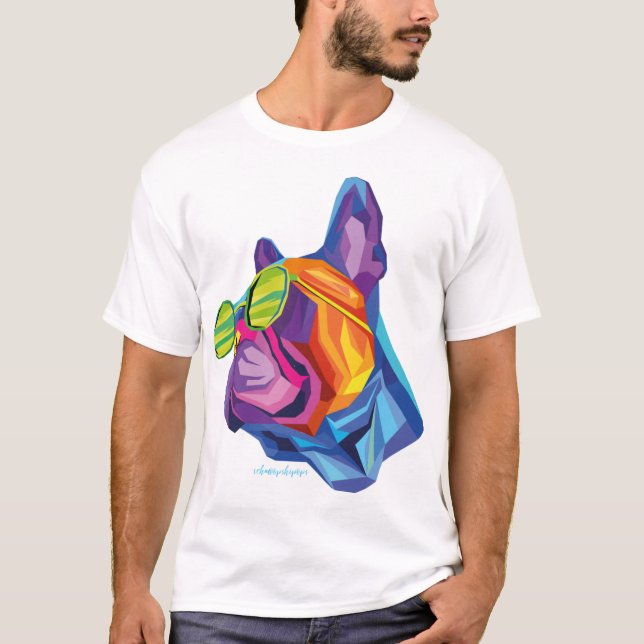 T-shirt Chiot Bouledogue Français Coloré d'Été (Devant)