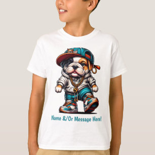 T-shirt 🐕 Chiot Bouledogue Mignon Garçons Streetwear