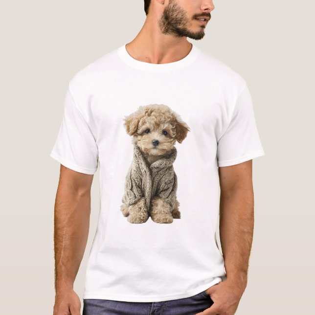 T-shirt Chiot Caniche Jouet Adorable dans un Doux Pull Tri (Devant)