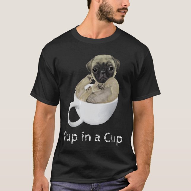 T-shirt Chiot Carlin Dans Une Tasse à Thé (Devant)