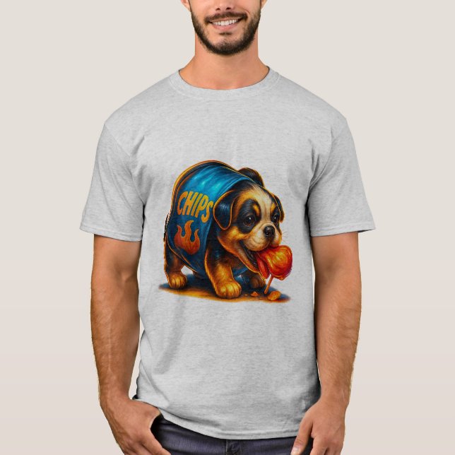 T-shirt chiot Chips Épicées | Friandise pour chien (Devant)