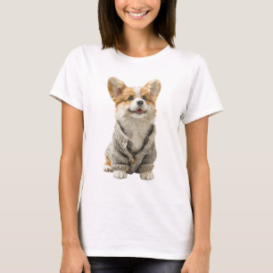 T-shirt Chiot Corgi Adorable dans un Pull Tissé Confortabl