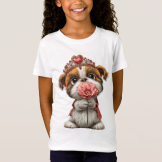 T-Shirt Chiot Couronne Mignonne avec Fleurs – Amoureux de