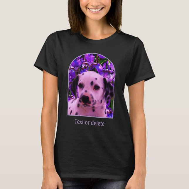 T-shirt Chiot Dalmatien Iris Fleurs Art Chien  (Devant)