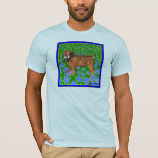 T-shirt Chiot dans le jardin - Bleu