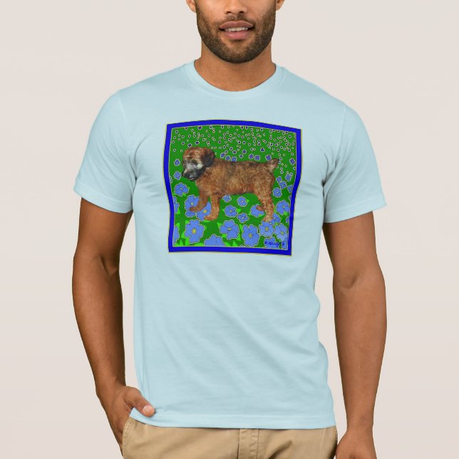 T-shirt Chiot dans le jardin - Bleu (Devant)