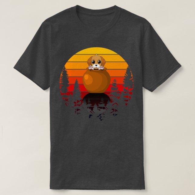 T-shirt Chiot dans un pot (Design devant)