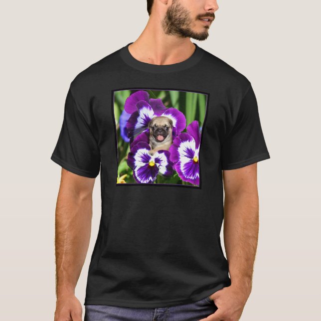 T-shirt Chiot de carlin dans les pensées (Devant)