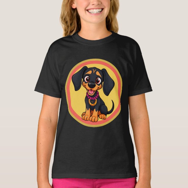 T-shirt Chiot de dessin animé adorable (Devant)