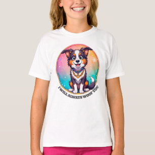T-shirt Chiot de dessin animé adorable avec des yeux brill