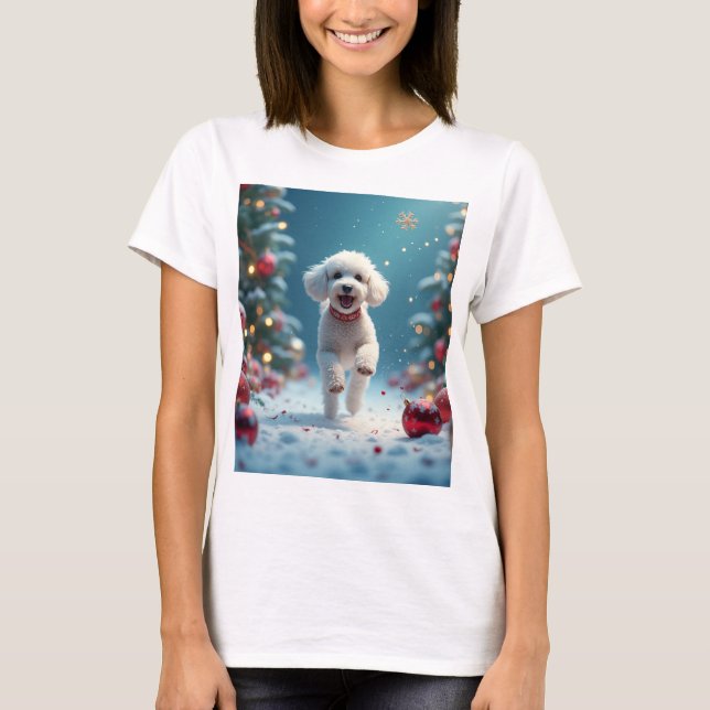 T-shirt chiot de Noël (Devant)