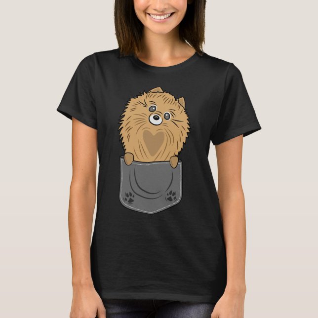 T-shirt Chiot de poche Poméranien design de poche Zwergspi (Devant)