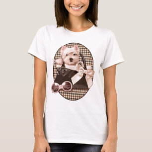 T-shirt Chiot de Westie de pied-de-poule