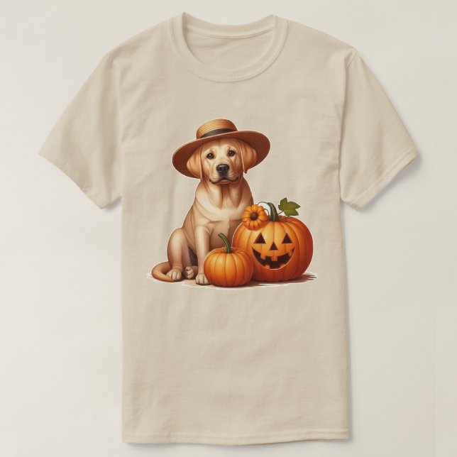 T-shirt Chiot du Labrador jaune portant Casquette avec Cit (Design devant)