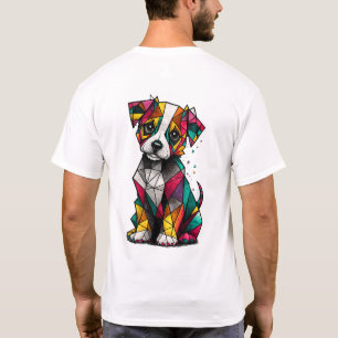 T-Shirt Chiot Géométrique Coloré – Art Canin Moder