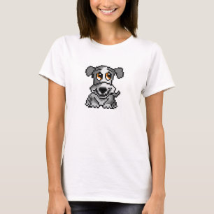 T-shirt Chiot gris mignon d'art de pixel