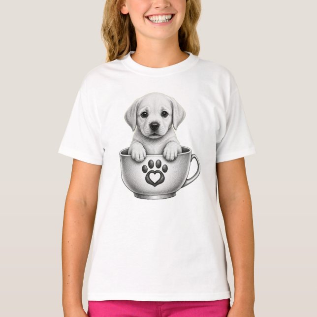 T-shirt Chiot Labrador Retriever Tasse à Thé (Devant)