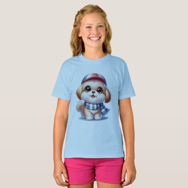 T-shirt chiot mignon (Devant entier)