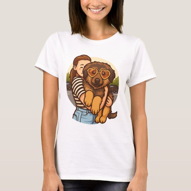 T-shirt Chiot mignon avec des lunettes de soleil en forme  (Devant)