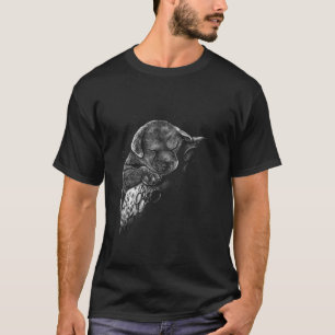 T-shirt Chiot Mignon Chien Endormi et Lune Réaliste Chiot