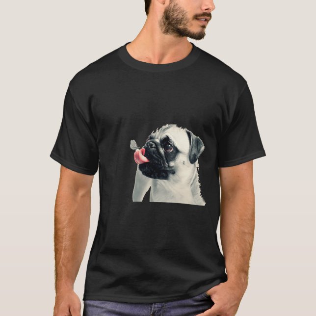 T-shirt chiot nettoie chien (Devant)