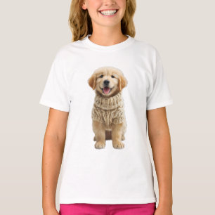 T-shirt Chiot Retriever doré adorable en pull tricoté