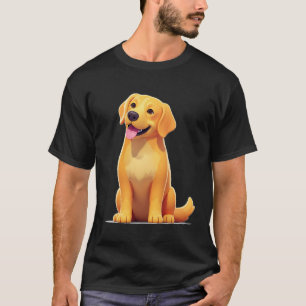 T-shirt Chiot Retriever Doré Dessin Animé Adorable
