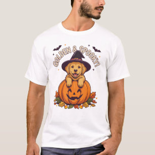 T-shirt Chiot Retriever Spooky Doré Halloween Citrouille W