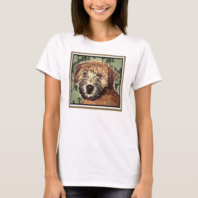 T-shirt Chiot roux à revêtement doux avec visage mouillé (Devant)