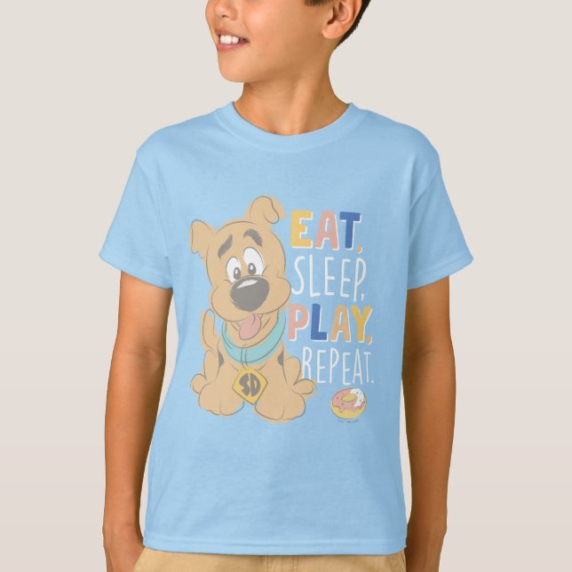 T-shirt Chiot Scooby-Doo "Mange, Dors, Joue, Répète" (Devant)