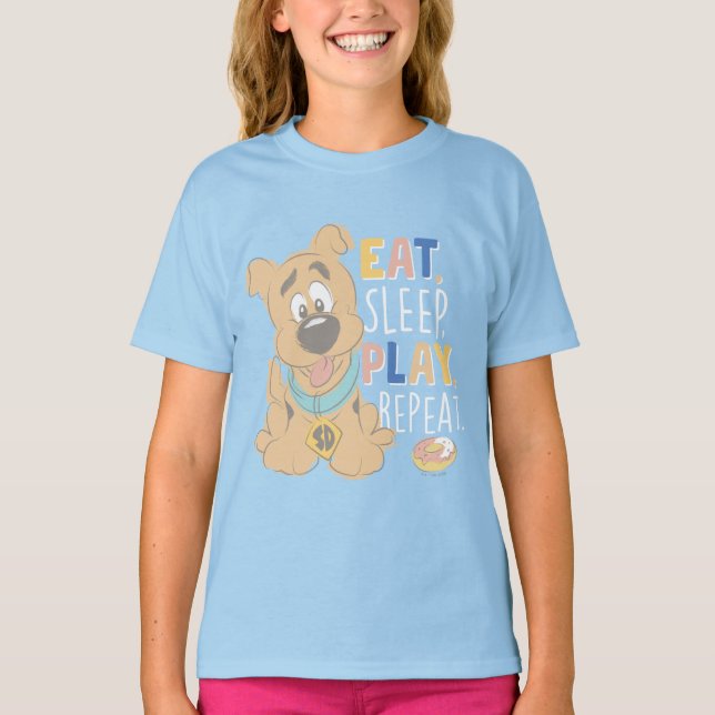 T-shirt Chiot Scooby-Doo "Mange, Dors, Joue, Répète" (Devant)