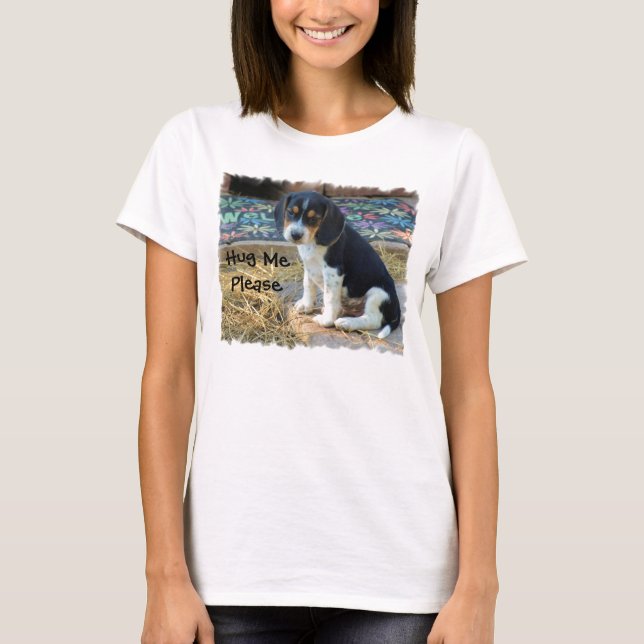 T-shirt Chiot Snoopy mignon de beagle - étreinte MePlease (Devant)