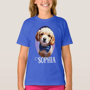 T-shirt Chiot souple adorable avec jolie Cravate de Bow bl