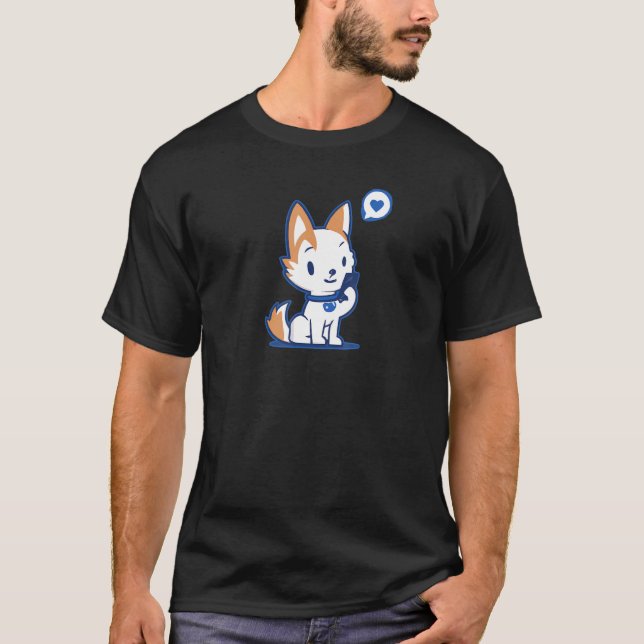 T-shirt Chiot utilise Téléphone Aime Son Mobile Adorable C (Devant)