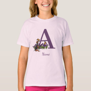 T-shirt Chiots Beagle Papillons Monogramme Initiale A Nom 