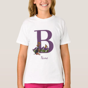 T-shirt Chiots Beagle Papillons Monogramme Initiale B Nom 