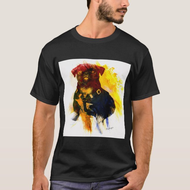 T-shirt Chiots Carlin Aquarelle (Devant)