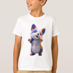 T-shirt Chiots Corgi Artistiques Éclaboussures Arc-en-Ciel