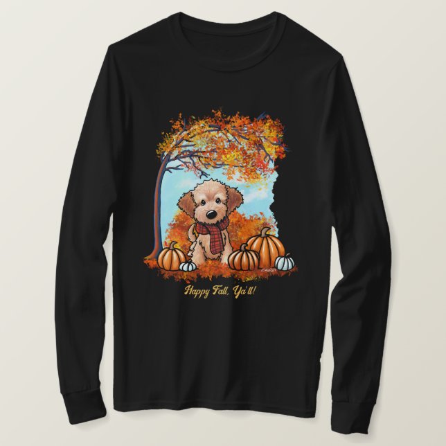T-shirt Chiots Goldendoodle Automne (Design devant)