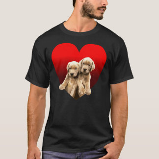 T-shirt Chiots jaunes Golden Labrador dans le coeur