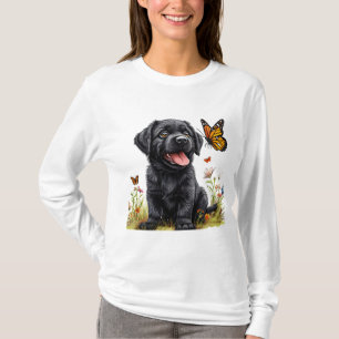 T-shirt 🐾 Chiots Labrador Noir Papillon Chien Mignon Art 