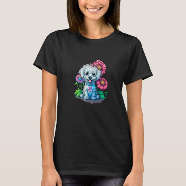 T-shirt chiots mignons porte-chien adorable meilleur maman (Devant)