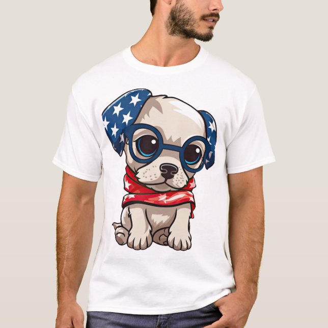 T-shirt Chiots Patriotes - Style 13 (Devant)